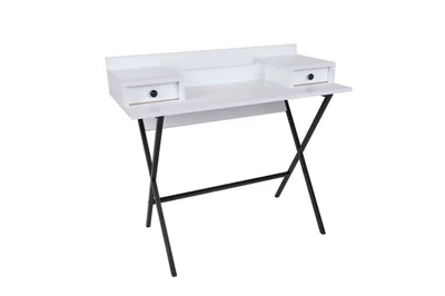 Masa de machiaj, Hanah Home, Phuket, 100x50x89 cm, Alb/Negru