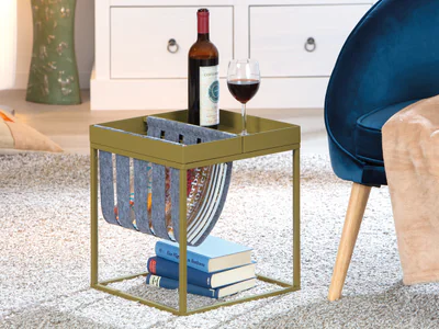 Masuta Club Ny Magazin, Inter Link, 35x35x40 cm, metal, verde olive