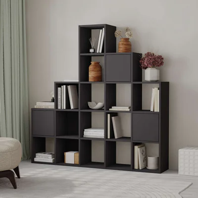 Corp biblioteca, Hanah Home, Paleo, 150.8x150.8x28 cm, Negru