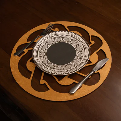 Set de covorase de masa din lemn, Hermia, 790PYN1109, Dimensiune: 36 x 36 cm (4 bucati), Miere