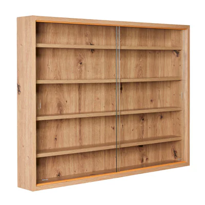 Raft de perete Artisario, Inter Link, 80x10x60 cm, MDF/sticla, oak