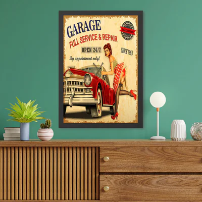 Tablou decorativ, Garage (55 x 75), Polistiren, Multicolor