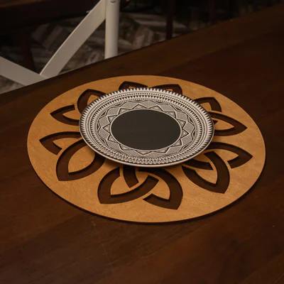 Set de covorase de masa din lemn, Hermia, 790PYN1117, Dimensiune: 36 x 36 cm (4 bucati), Miere