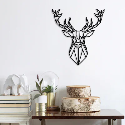 Decoratiune de perete, Deer4, Dimensiune: 60 x 65 cm, Negru