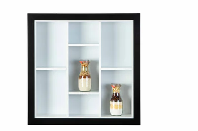 Raft de perete Septem, Inter Link, 67x14x67 cm, lemn, alb/negru