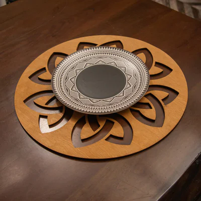 Set de covorase de masa din lemn, Hermia, 790PYN1118, Dimensiune: 36 x 36 cm (4 bucati), Maro