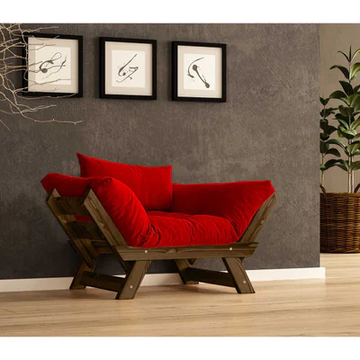 Fotoliu de gradina, Hanah Home, CPT8135-140, Nuc / Rosu