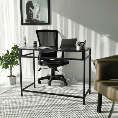 Birou, Hanah Home, Network Çalısma Masası / 100x45cm M100F, 100x75x45 cm, Negru / Fume