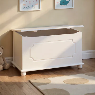 Bancheta cu spatiu pentru depozitare Emel, Inter Link, 89x47x53 cm, lemn, alb