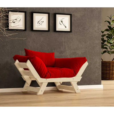 Fotoliu de gradina, Hanah Home, CPT8145-140, Natural/Rosu