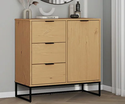 Comoda Vivo 1T3S, Inter Link, 100x45x80 cm, lemn, stejar/negru