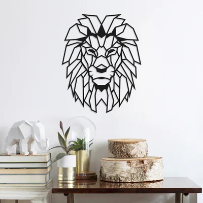 Decoratiune de perete, Lion, Dimensiune: 40 x 50 cm, Negru